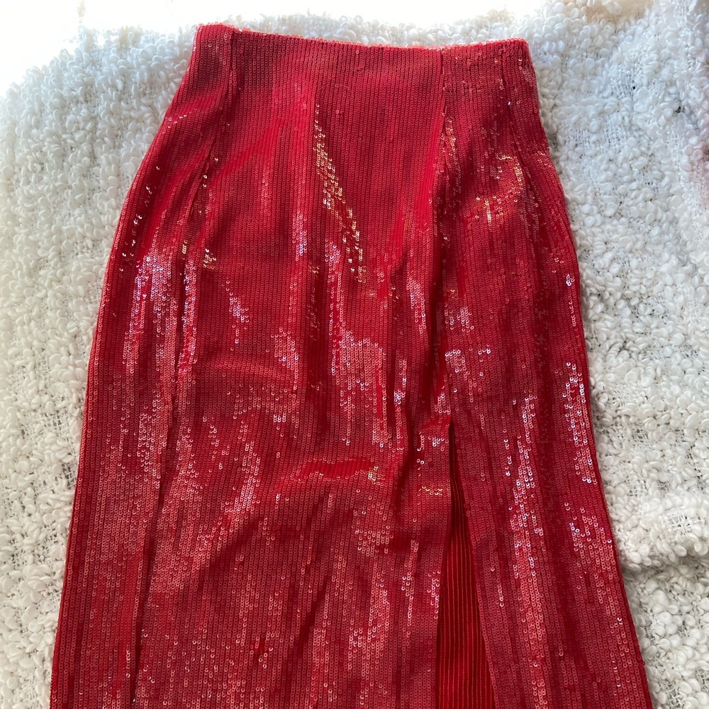 ZARA red sequin midi skirt, Medium